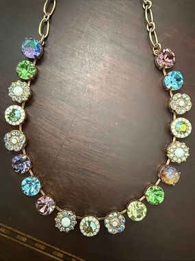Mariana Multicolor Crystal Necklace Pastel Green Blue Purple Pink Rose Gold